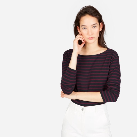 Everlane Heavyweight Tee in Burgundy/Black size S - Picture 1 of 7